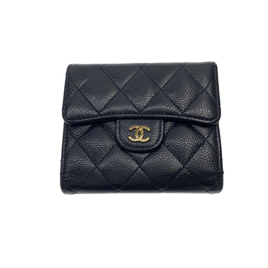 CHANEL◇3つ折り財布/レザー/BLK/レディース/AP0231 : セカンド 