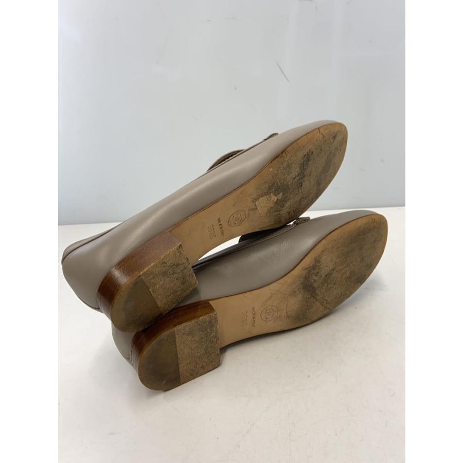 CHANEL◇ココマーク/チェーンローファー/36.5/GRY/レザー/G31146 