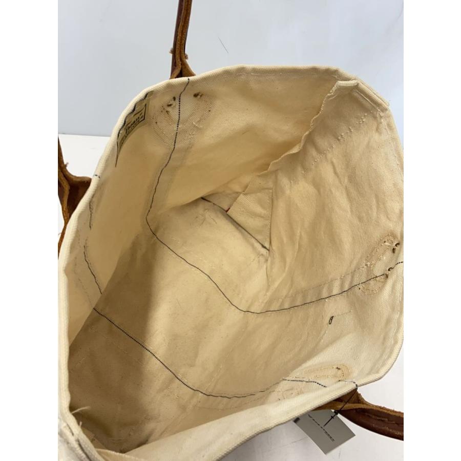 L.L.Bean◇80s復刻/レザーハンドル/トートバッグ/コットン/WHT/無地