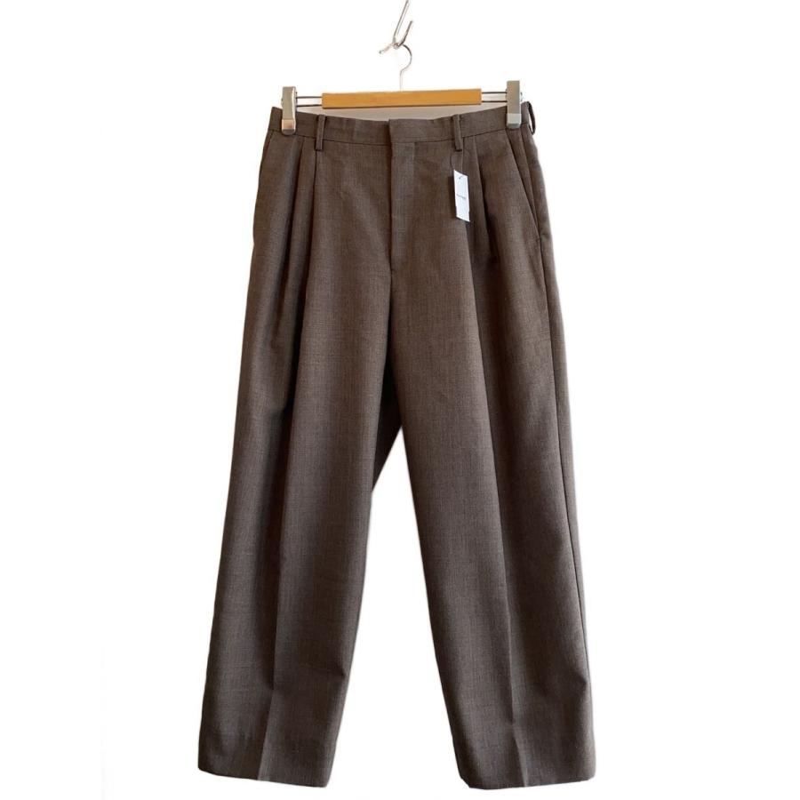 AURALEE BLUEFACED WOOL WIDE SLACKS タグ付き AURALEE◇BLUEFACED WOOL WIDE SLACKS/3/ウール/BRW/A20AP03BH
