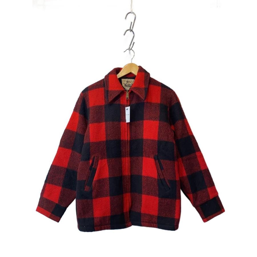 Woolrich◇70s/白タグ/パイルボア/バッファローチェック/S/ウール/RED