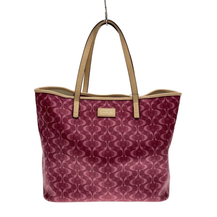 【美品】COACH シグネチャー トートバッグ レッド COACH◇トートバッグ_シグネチャー/キャンバス/RED// : セカンド