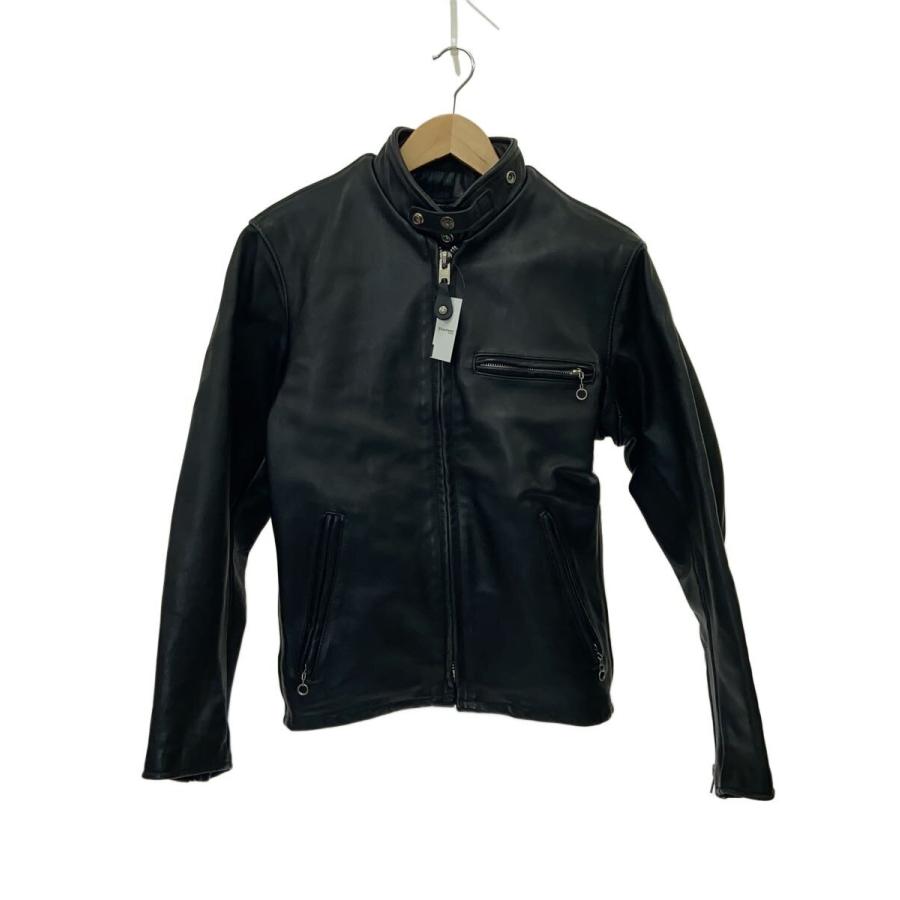 Schott◇シングルライダースジャケット/36/レザー/BLK/無地/641
