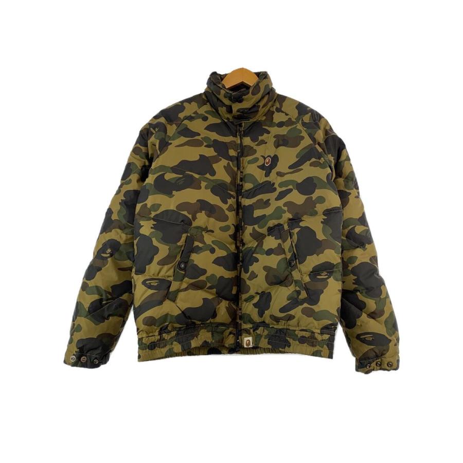 A BATHING APE◇ダウンジャケット/ワンポイントロゴ/M/KHK/迷彩  