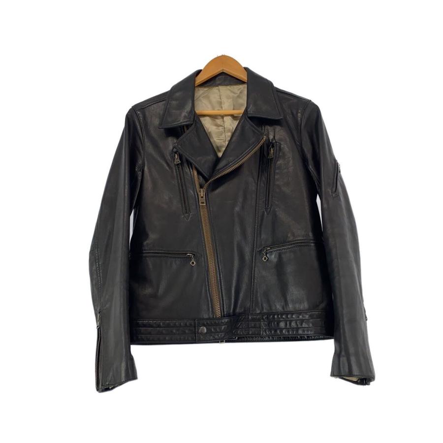 LOUNGE LIZARD ブラック レザーダブルライダースジャケット LOUNGE