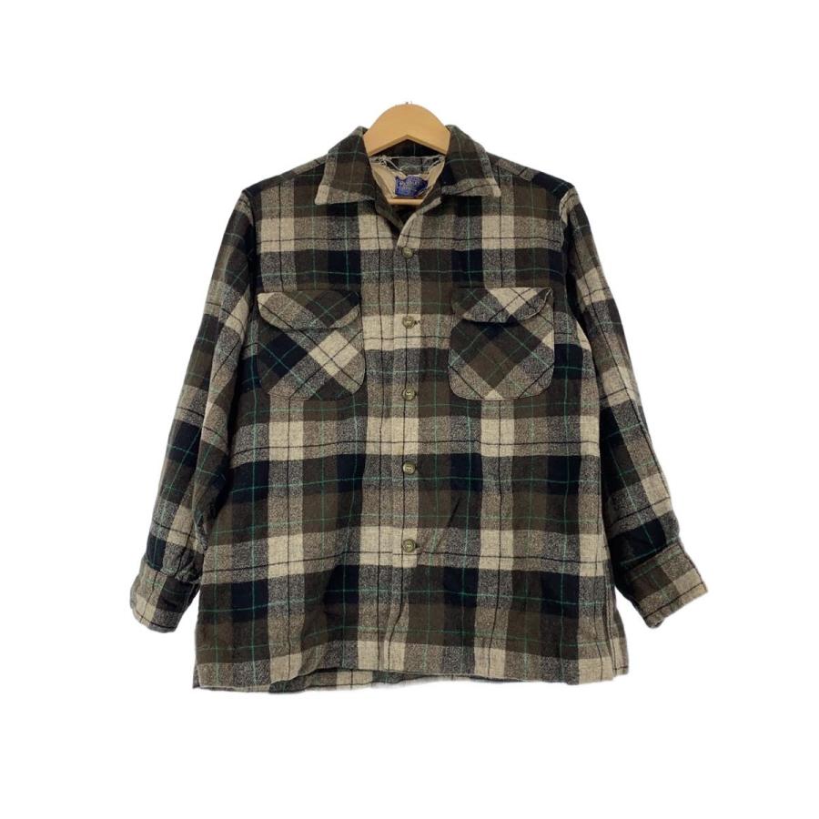 PENDLETON◇50s/長袖シャツ/M/ウール/BRW/オンブレCK : セカンド 