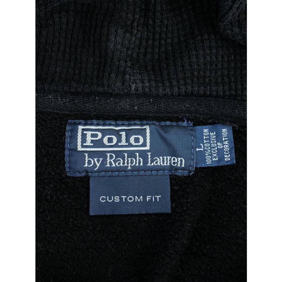 POLO RALPH LAUREN◇90s/ビッグポニー/前V/パーカー/L/コットン/BLK