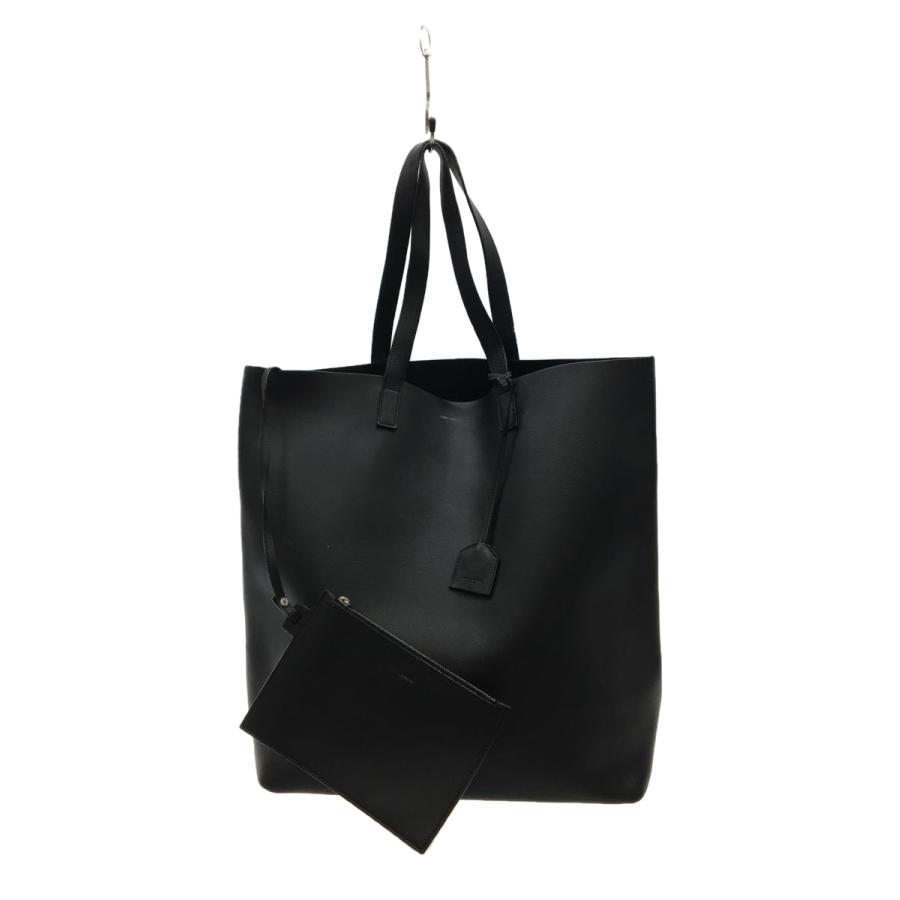 SAINT LAURENT◇トートバッグ/レザー/BLK/無地//バッグインバッグ 
