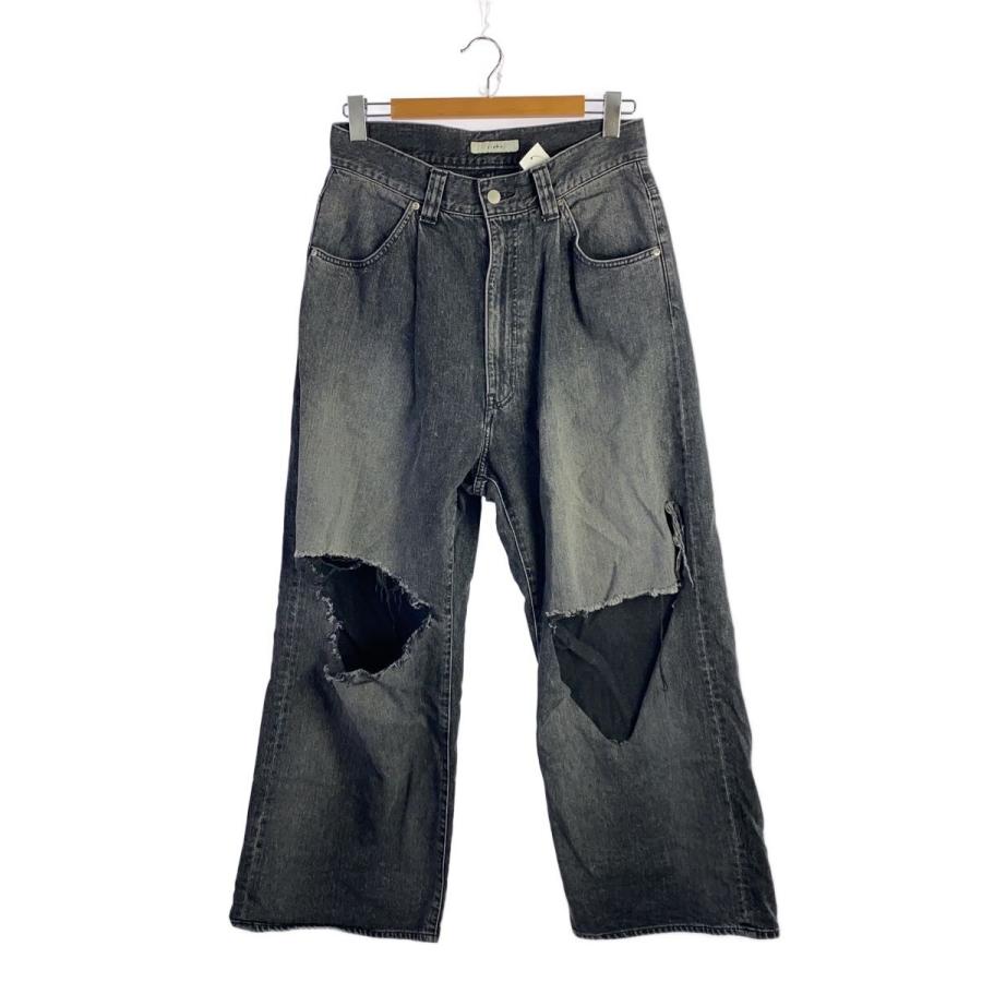 JieDa◇DAMAGE ONE TUCK WIDE STRAIGHT DENIM/2/コットン/BLK/Jie-STD 