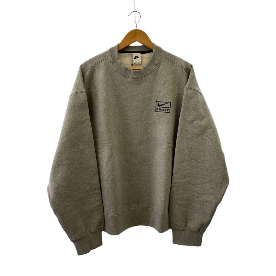 NIKE◇スウェット/L/コットン/GRY/DO9337-063/×STUSSY/Fleece Crew 