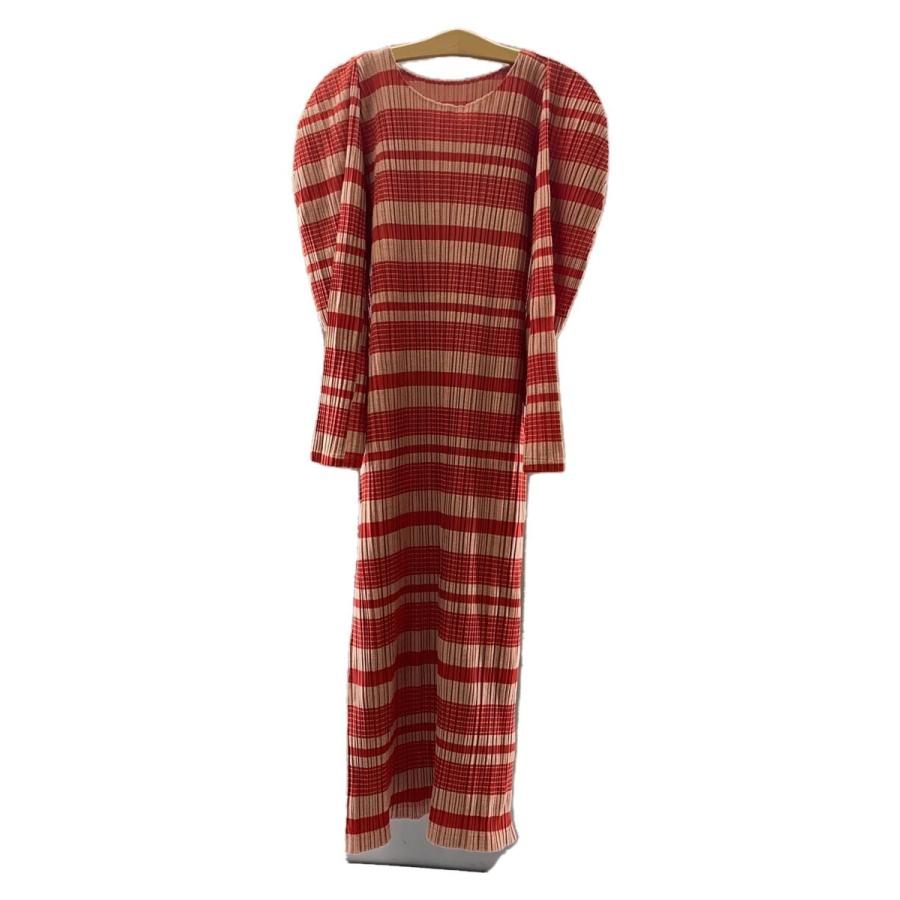 PLEATS PLEASE ISSEY MIYAKE◇長袖ワンピース/5/ポリエステル/RED