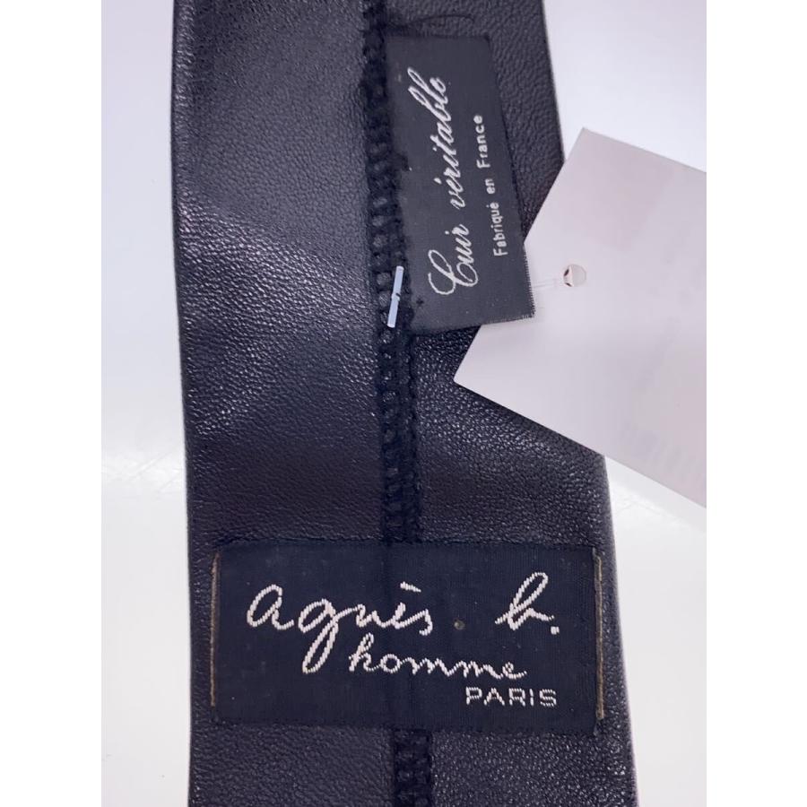 agnis b. homme ブラックレザーネクタイ agnes b. homme◇ネクタイ/レザー/BLK/メンズ アニエスベー