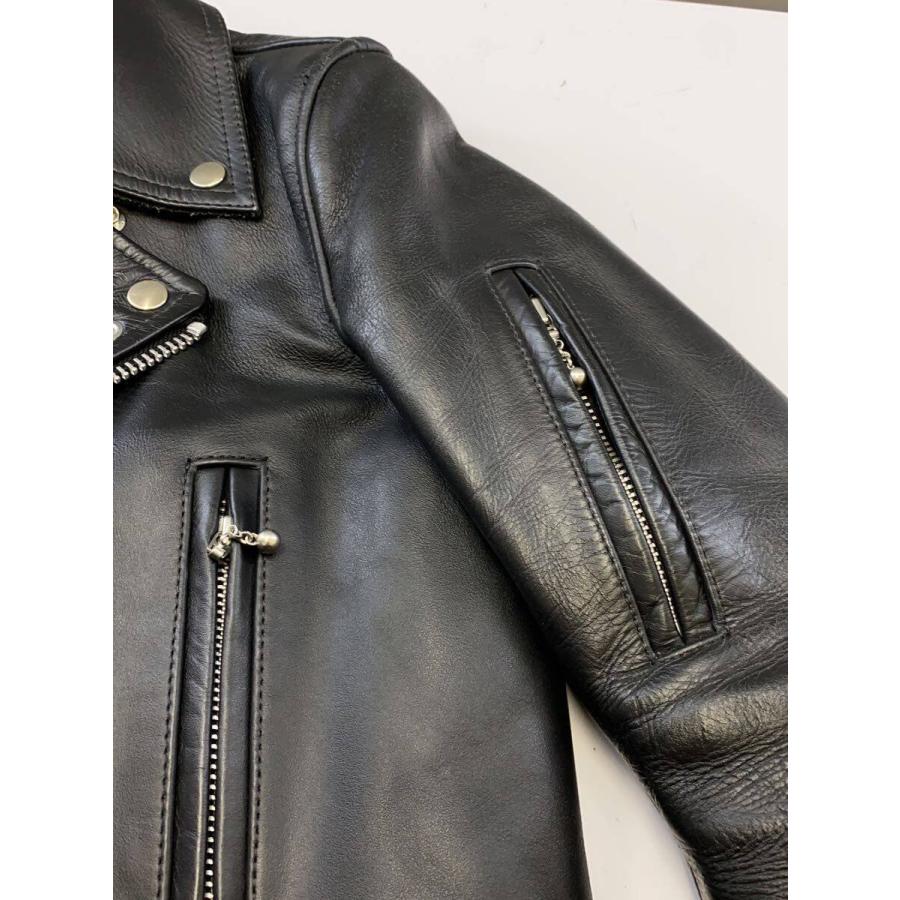 FAST LANE◇ダブルライダースジャケット/--/牛革/BLK/無地