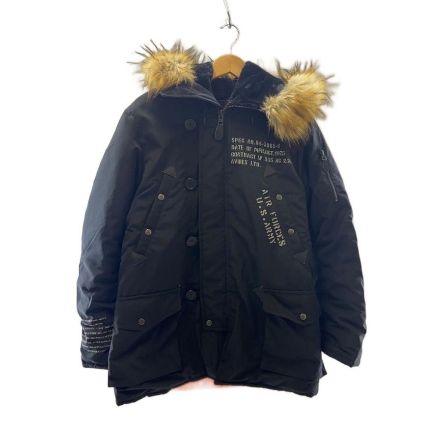 AVIREX◇ダウンジャケット/M/ポリエステル/BLK/無地 : セカンド