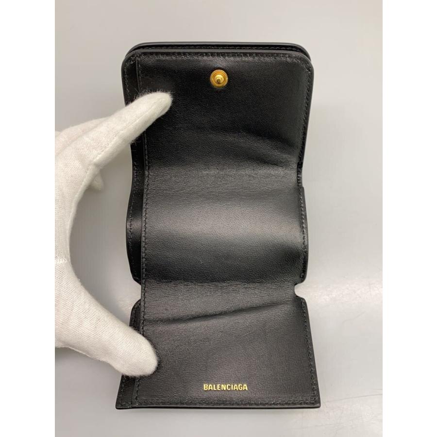 BALENCIAGA◇3つ折り財布/レザー/BLK/無地/メンズ/810904 : セカンド