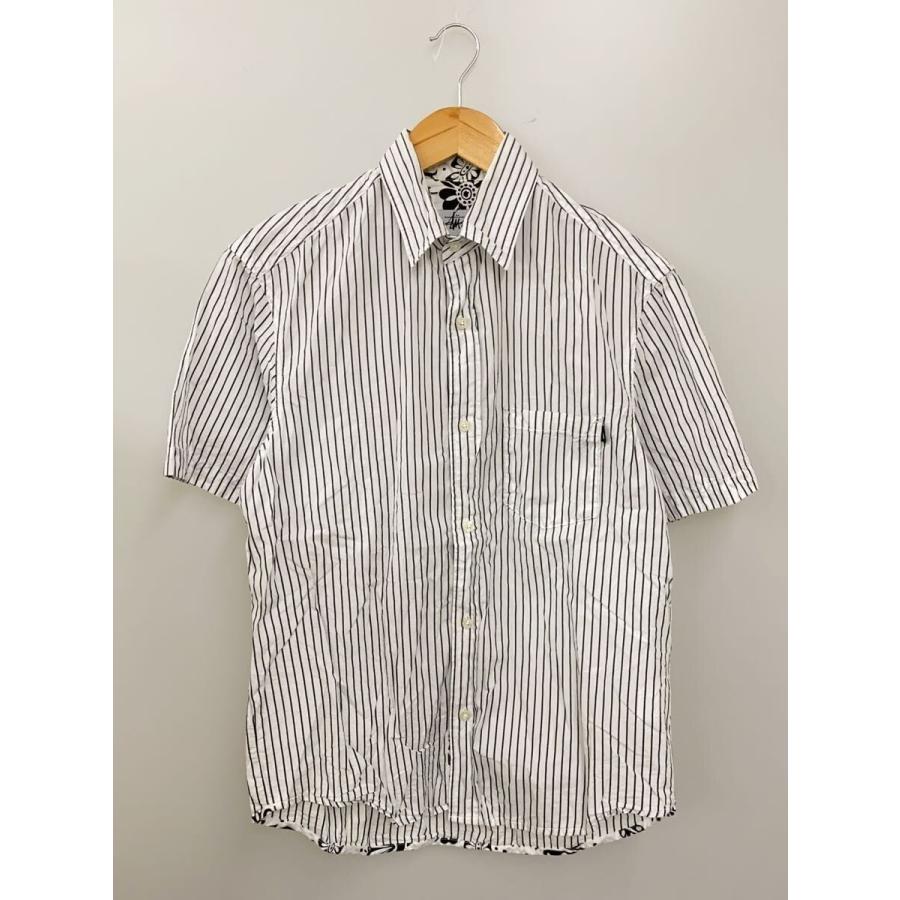 STUSSY◇半袖シャツ/S/コットン/WHT/ストライプ : セカンドストリート