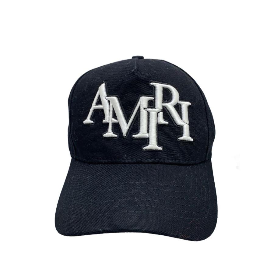 AMIRI◇STAGGERED AMIRI CANVAS/キャップ/--/コットン/BLK/無地/メンズ