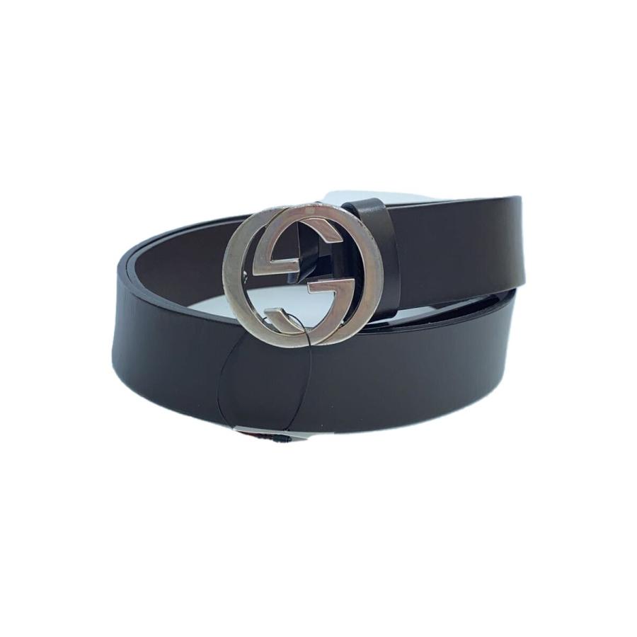 中古 GUCCI グッチ ベルト ブラック 368186 サイズ：85/34 GUCCI◇インターロッキング/GG/ベルト/レザー/BRW/無地/メンズ/368186