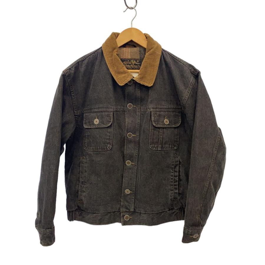 Eddie Bauer 先染　ブラック　デニムジャケット EDDIE BAUER◇黒タグ/ブラックデニムジャケット/2nd/襟コーデュロイ/G