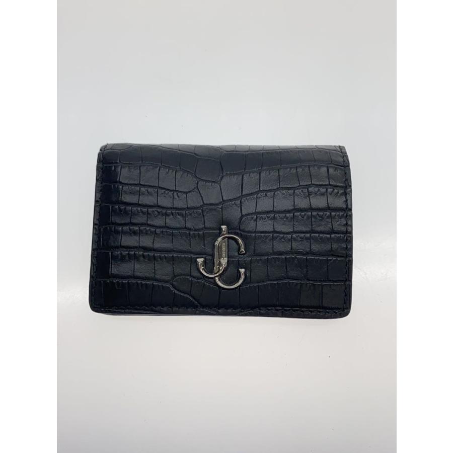 JIMMY CHOO◇2つ折り財布/--/BLK/レディース/クロコ型押し