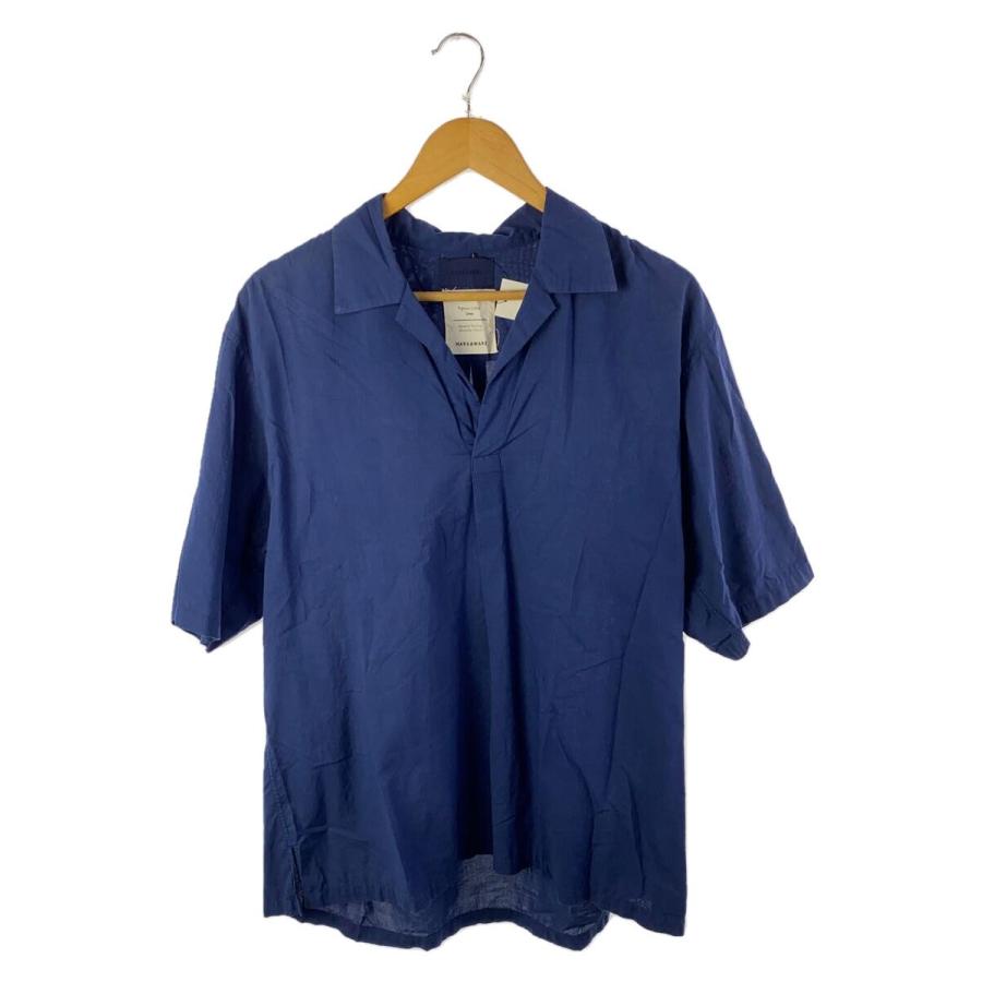 MARKAWARE◇半袖シャツ/2/コットン/ネイビー/無地/A18A-12SH02B
