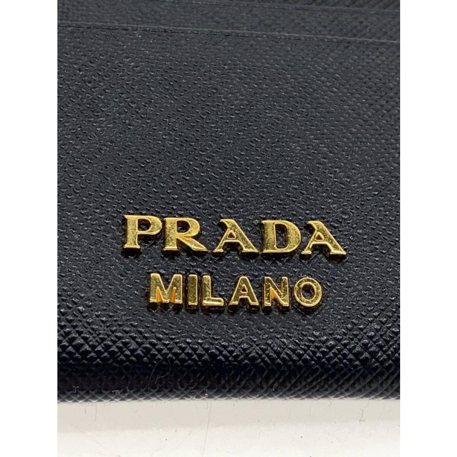 PRADA プラダ フラグメントケース サフィアーノレザー【未使用】 PRADA◇フラグメントケース/レザー/BLK/無地/レディース/サフィアーノ