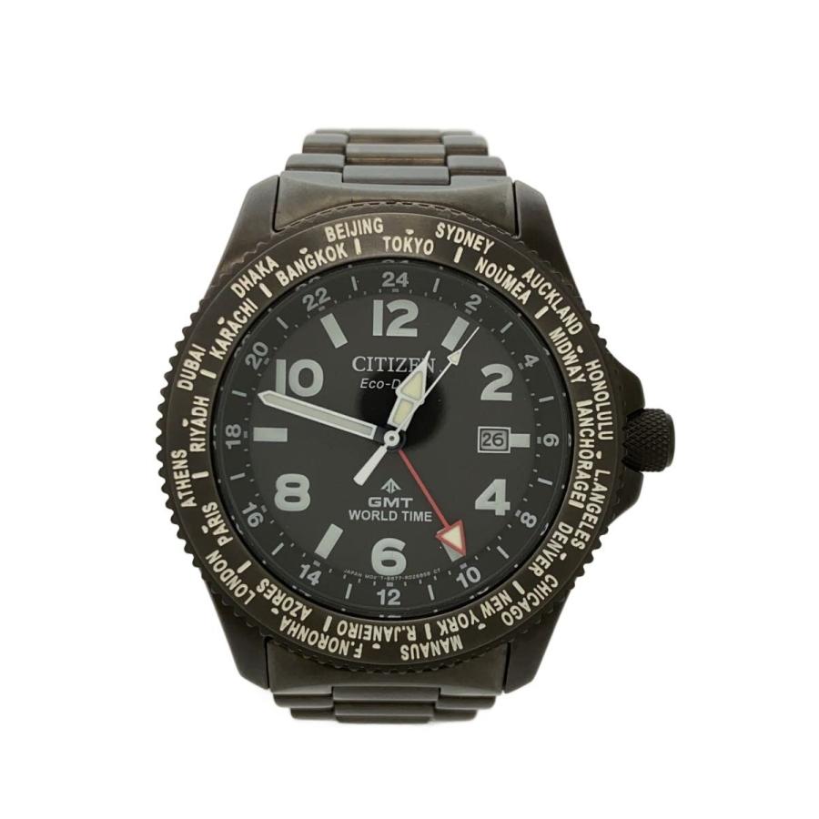 CITIZEN◇クォーツ腕時計/アナログ/ステンレス/BLK/SLV/B877-R011626