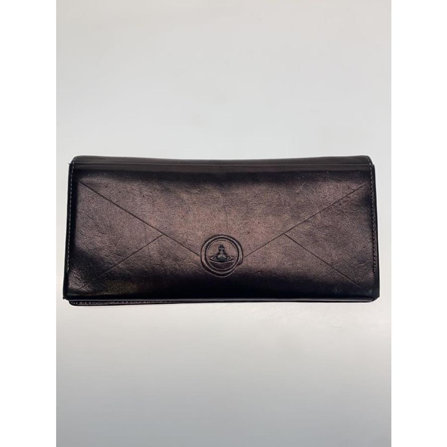 Vivienne Westwood◇エンベロープ/長財布/レザー/BLK/メンズ 