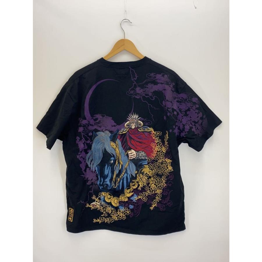 Tシャツ/3L/コットン/BLK/1178-9576/絡繰魂×北斗の拳/ラオウ黒王刺繍