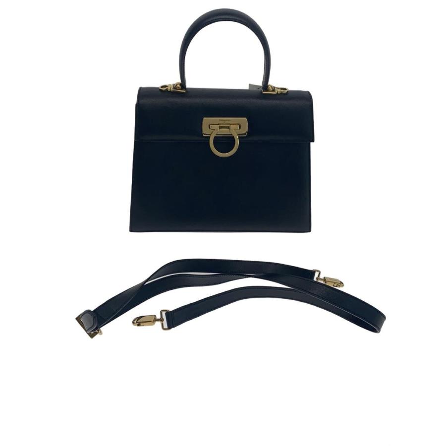 Salvatore Ferragamo◇ハンドバッグ/レザー/BLK/無地/AF-21-2181