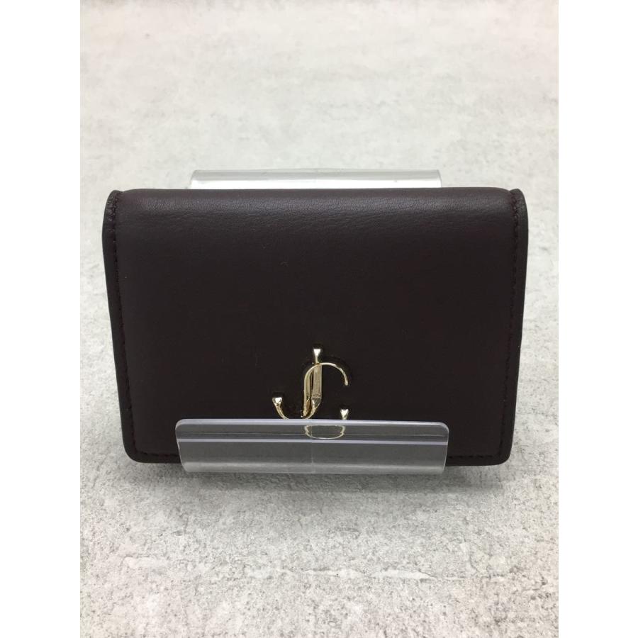 JIMMY CHOO◇ジミーチュウ/MYAHPKR/2つ折り財布/レザー/BRD/無地  