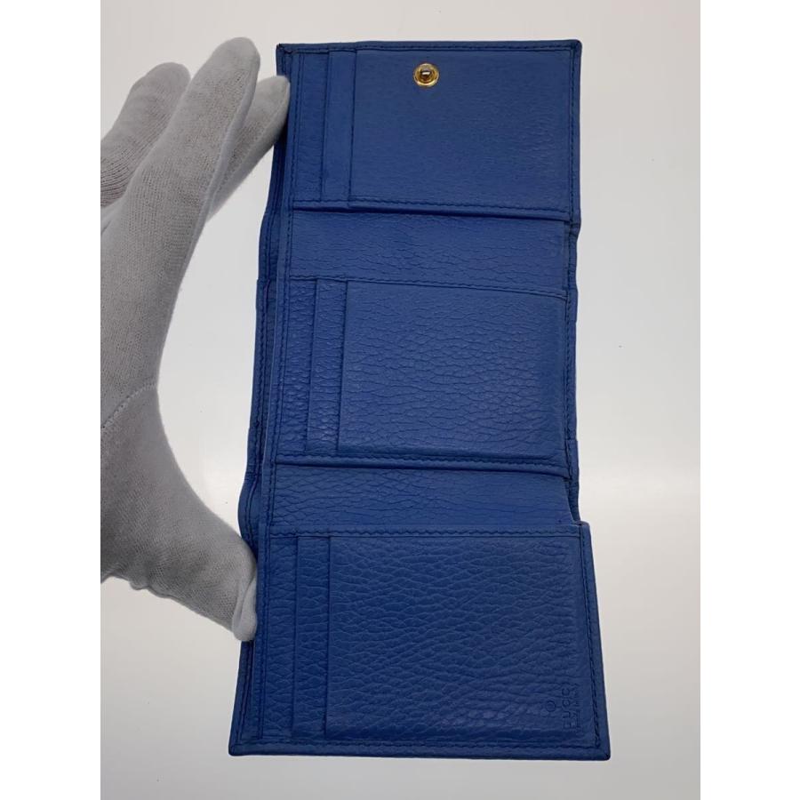 GUCCI◇3つ折り財布_GGマーモント/レザー/BLU/レディース : セカンド