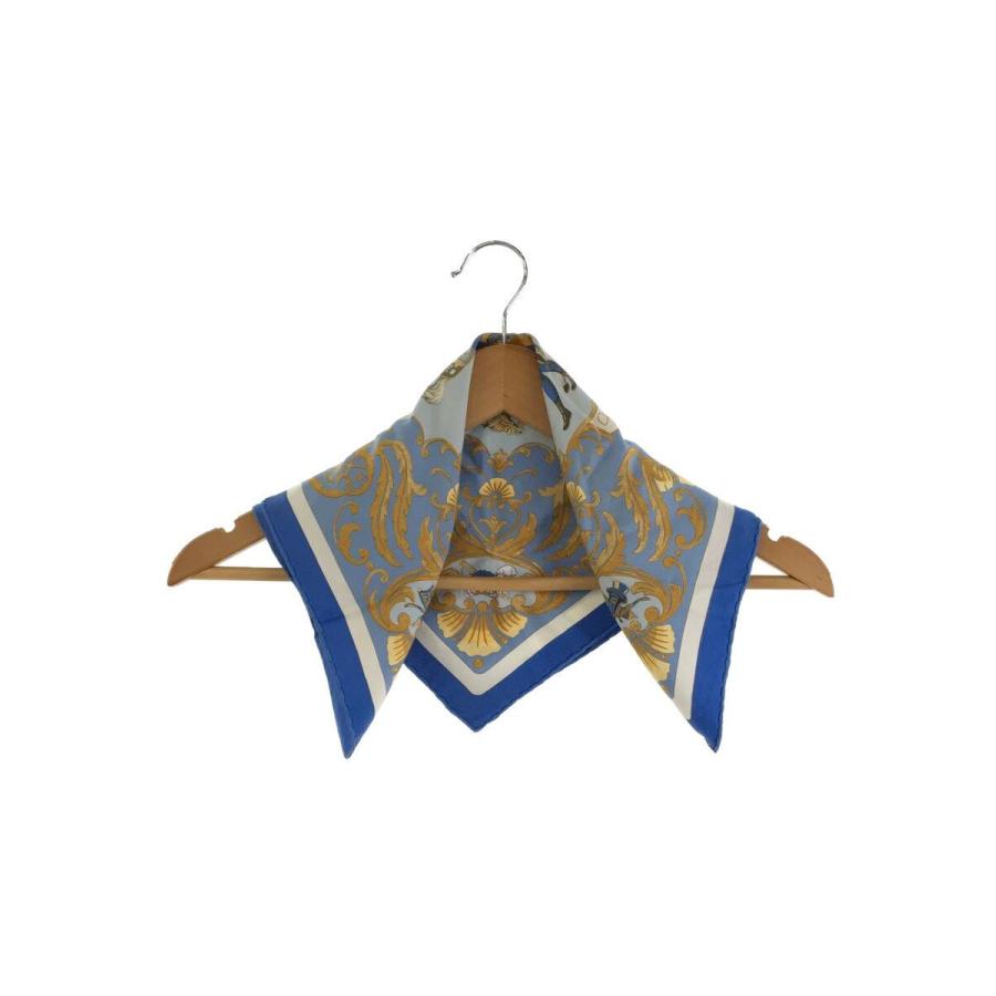HERMES◇スカーフ/シルク/BLU/総柄/レディース HERMES◆スカーフ シルク BLU 総柄 レディース