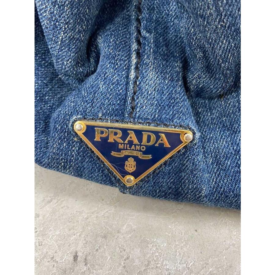 PRADA◇カナパトート/ハンドバッグ/デニム/IDG/角擦れ有り PRADA◇カナパトート/ハンドバッグ/デニム/IDG/角擦れ有り