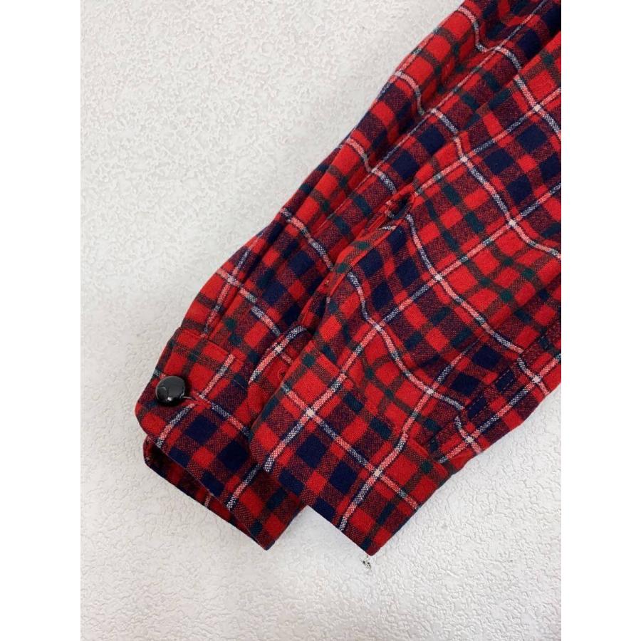 PENDLETON◇テーラードジャケット/M/ウール/RED/チェック/USA製