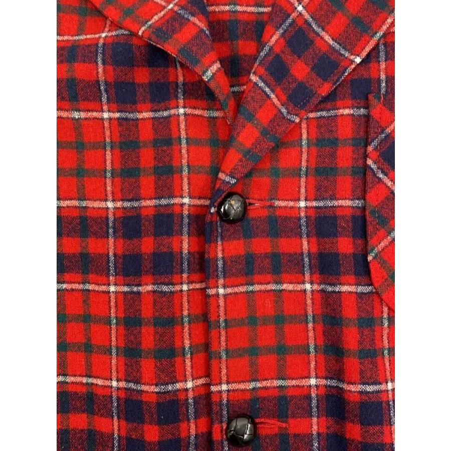 PENDLETON◇テーラードジャケット/M/ウール/RED/チェック/USA製