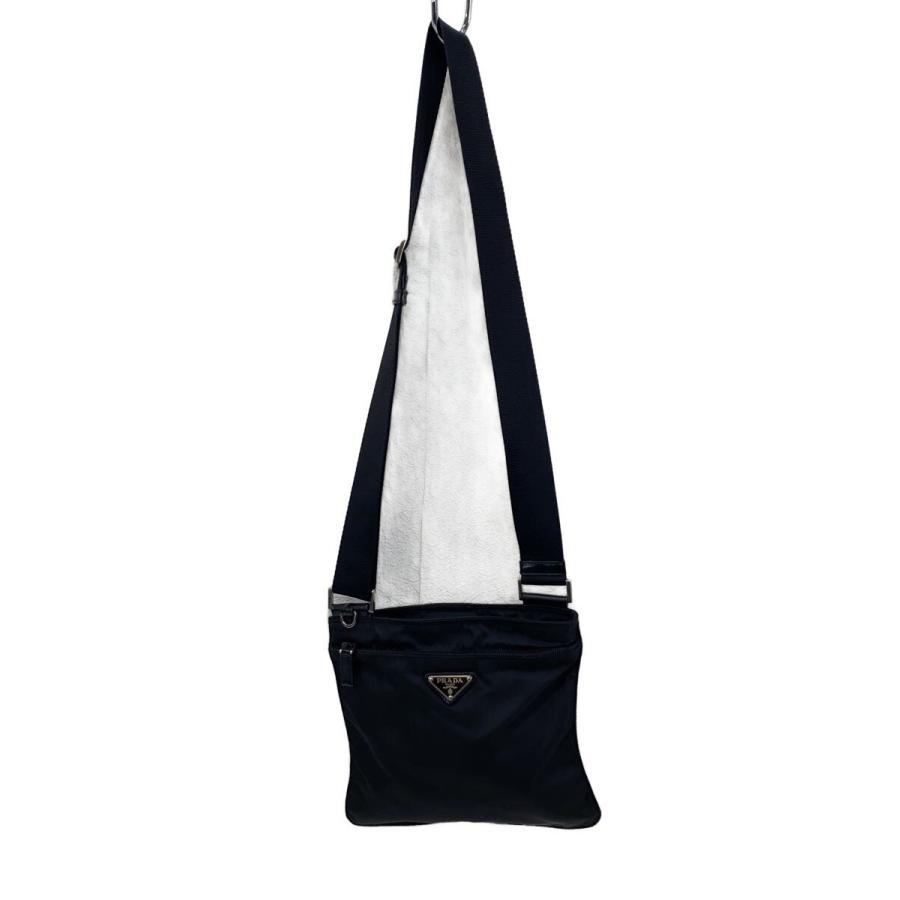 プラダ 三角ロゴ ナイロン サコッシュ ショルダーバッグ ブラック 人気 定番 PRADA◇サコッシュ/三角ロゴプレート/ショルダーバッグ/--/BLK/無地