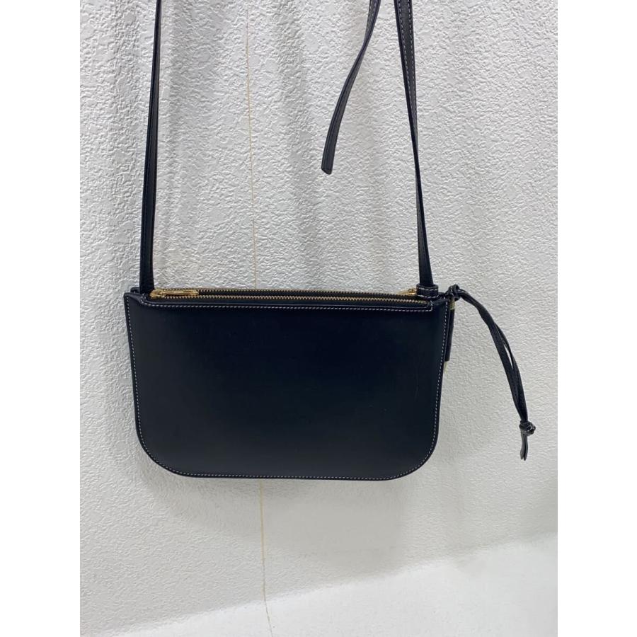 LOEWE◇GATE DOUBLE ZIP POUCH BAG/ショルダーバッグ/レザー/BLK/無地