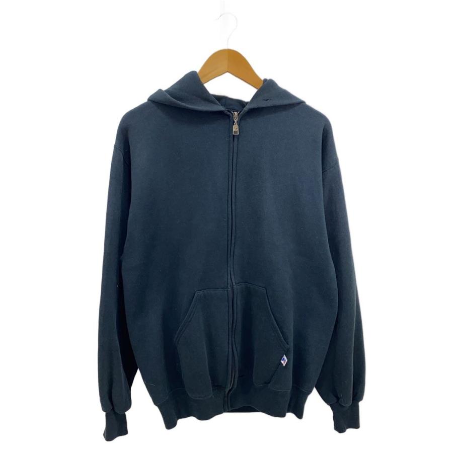 USA製 90s Russell Athletic フルジップパーカー 黒　美品 RUSSELL ATHLETIC◇90s/USA製/フルジップ/ジップパーカー/L/コットン