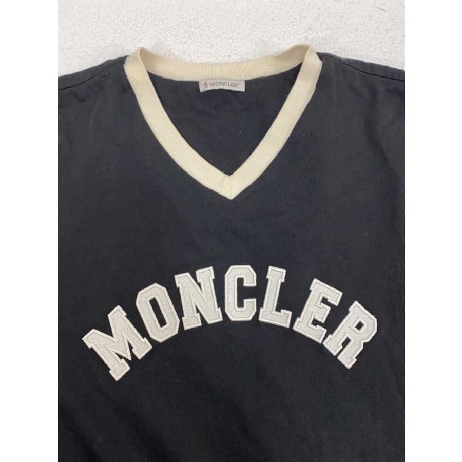 MONCLER◇Vネック/フロントロゴ/Tシャツ/L/コットン/BLK// : セカンド