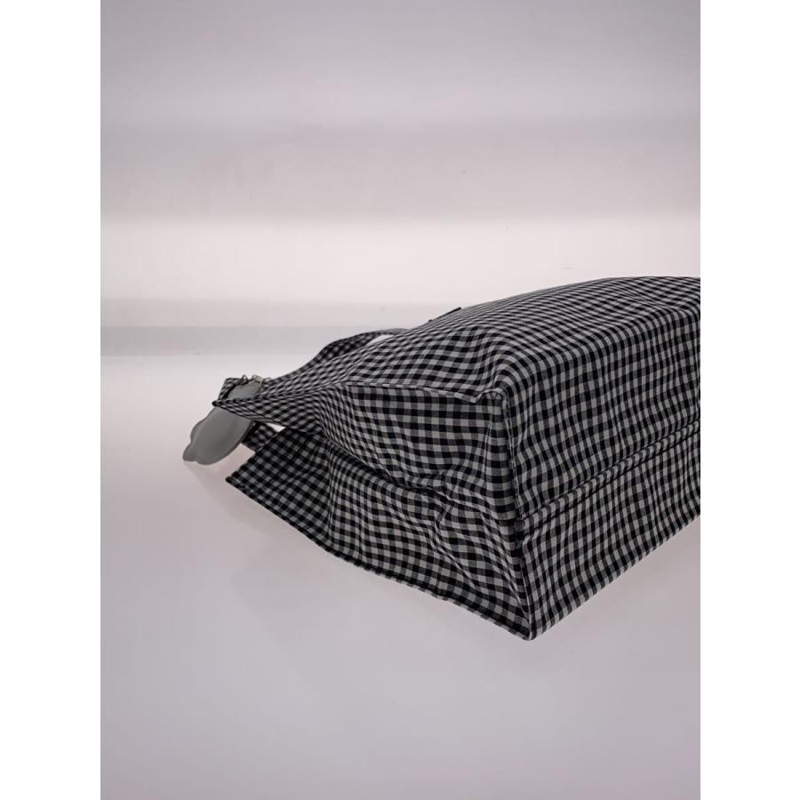 familiar◇ギンガムチェックトートバッグ小/トートバッグ/コットン/BLK