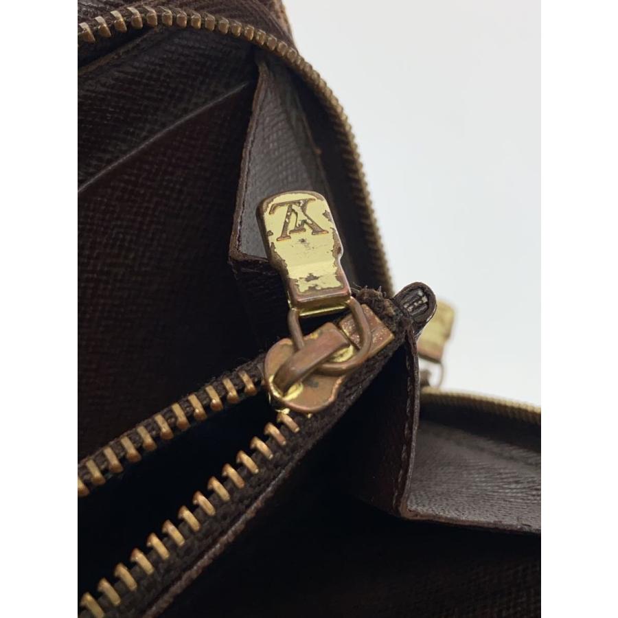 LOUIS VUITTON◇ポルト・モネ・ジップ_ダミエ・エベヌ_BRW/PVC/BRW