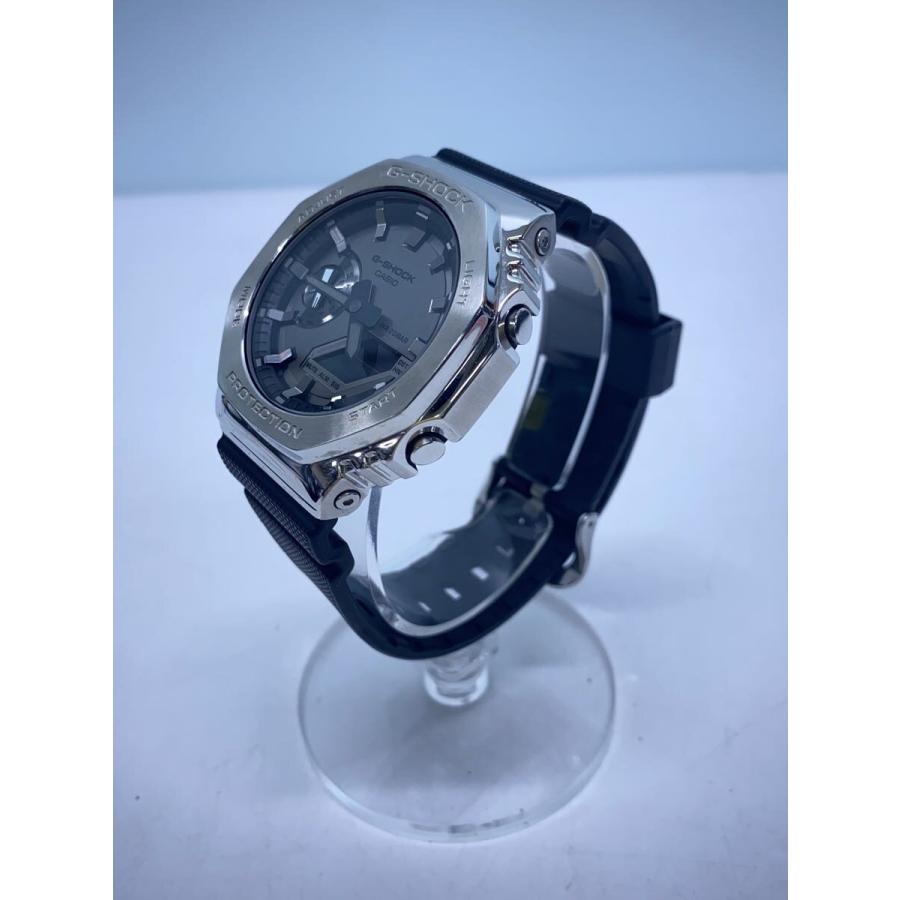 CASIO◇クォーツ腕時計_G-SHOCK/デジアナ/ラバー/SLV/BLK