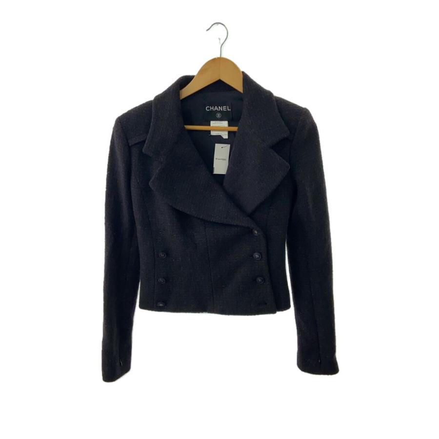 CHANEL◇02A/カシミアツイードダブルテーラードジャケット/38/カシミア 