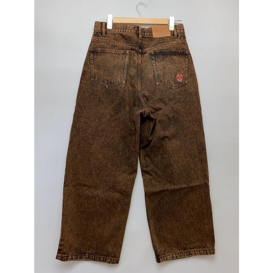 9090◇N Logo Color Denim/ロゴ刺繍バギーデニムパンツ/L/コットン/BRW 