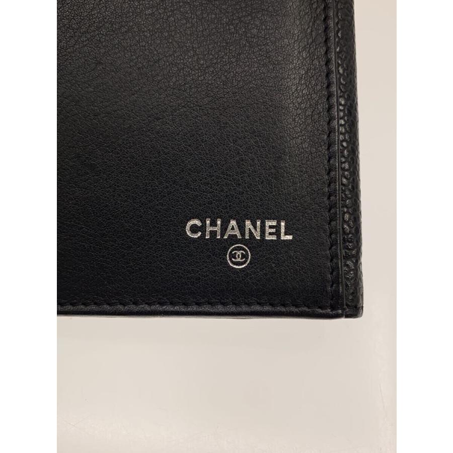CHANEL◇キャビアスキン/タイムレスCC/長財布/レザー/BLK/レディース