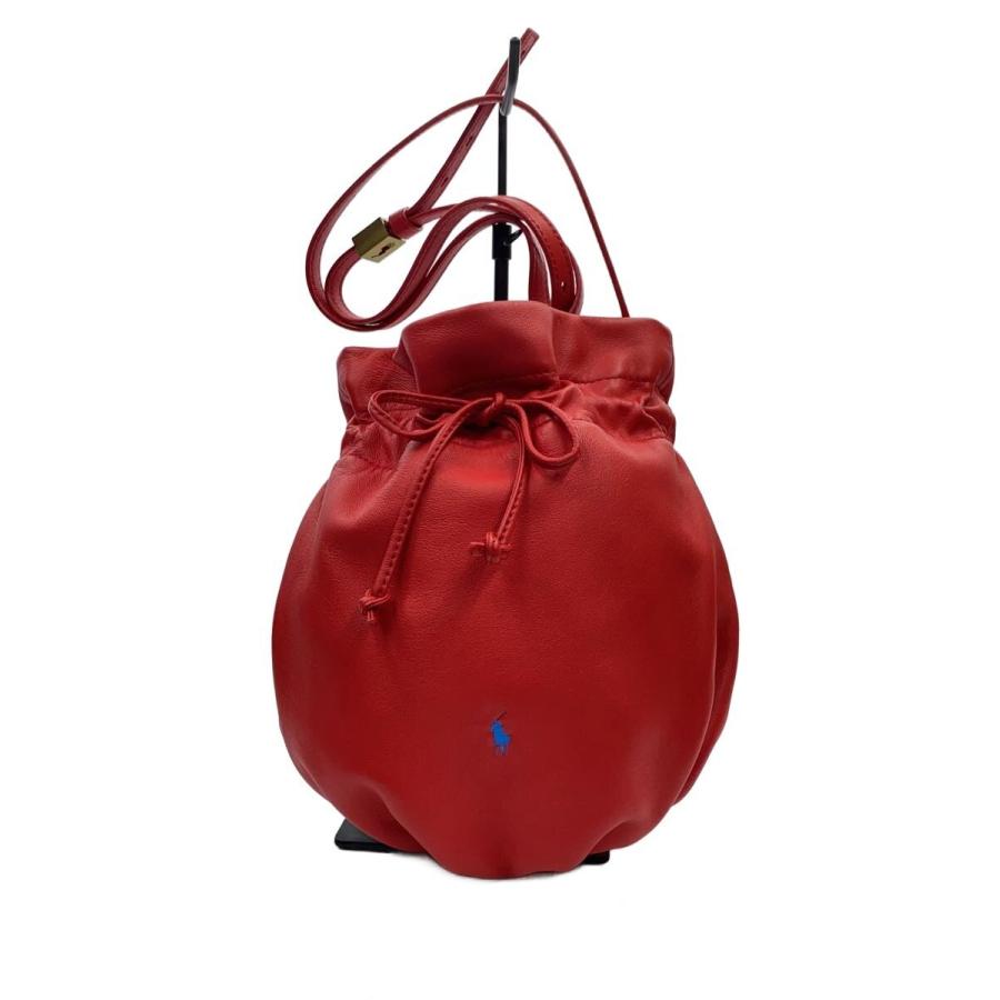 POLO RALPH LAUREN◇巾着ショルダーバッグ/レザー/RED : セカンド