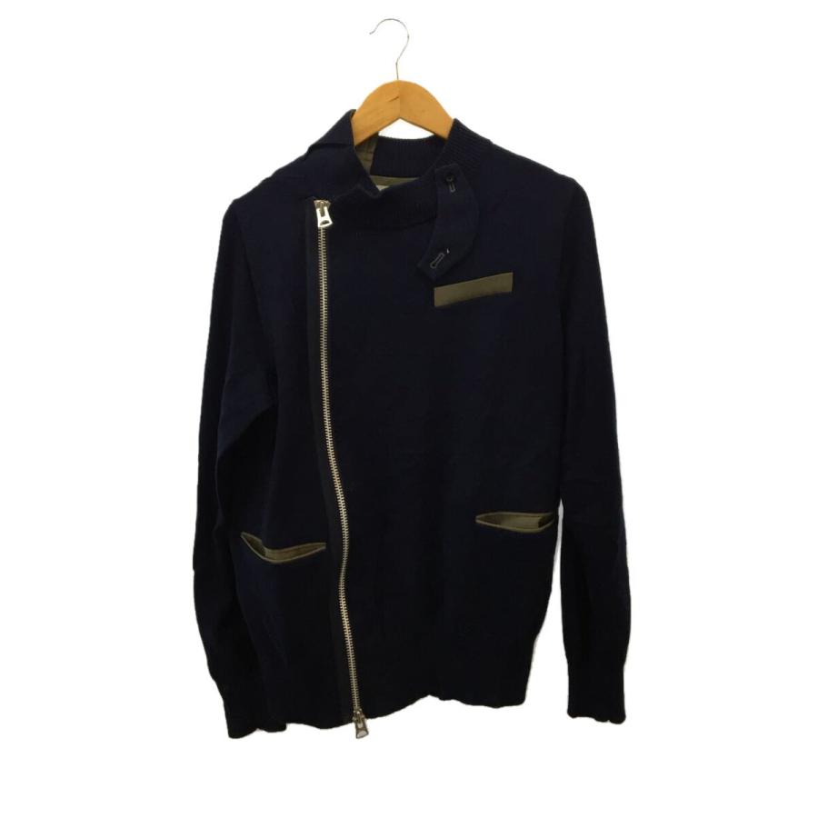 sacai◇Wool Knit×Suiting Jacket/ブルゾン/1/ウール/NVY/21-02553M 