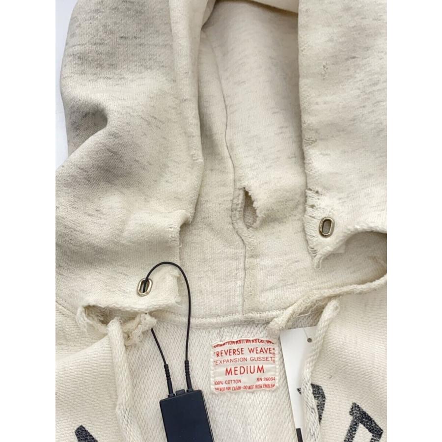 Champion / 60S/タタキタグ後期/RW/4段プリント/パーカー/M/コットン/GRY/ダメージ有// Champion◇60S/タタキタグ後期/RW/4段プリント/パーカー/M/コットン