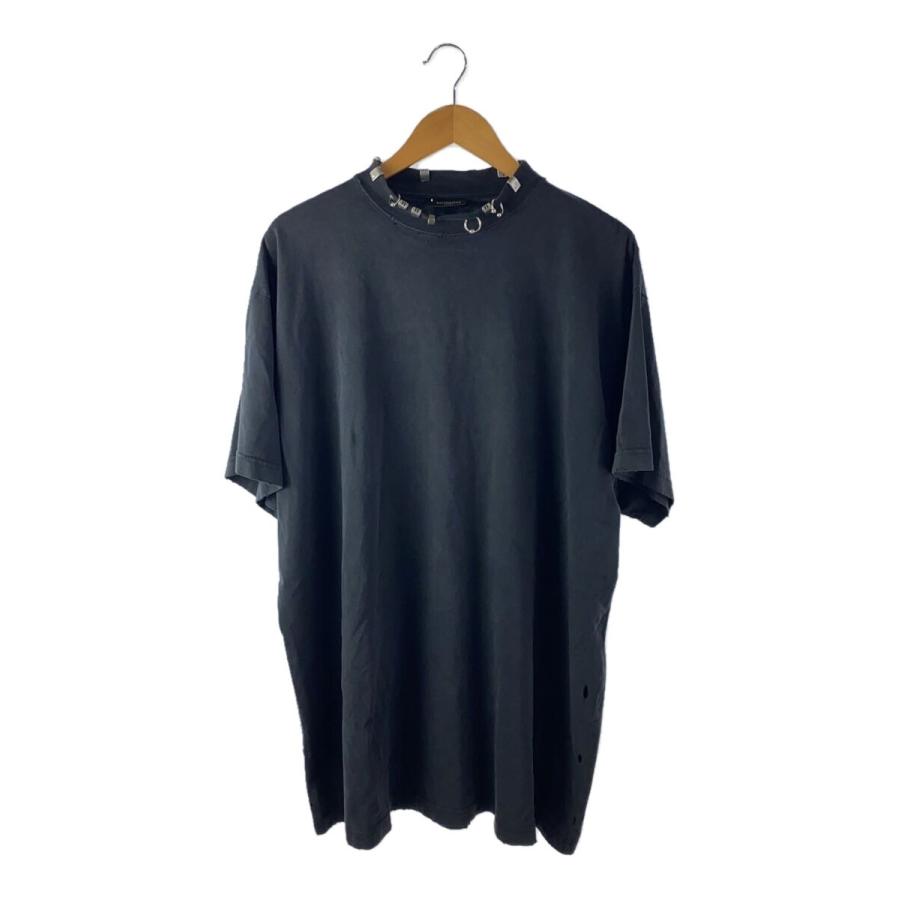 BALENCIAGA◇L/Pierced T-Shirt/Tシャツ/2/コットン/グレー BALENCIAGA◇L/Pierced T-Shirt/Tシャツ/2/コットン/グレー